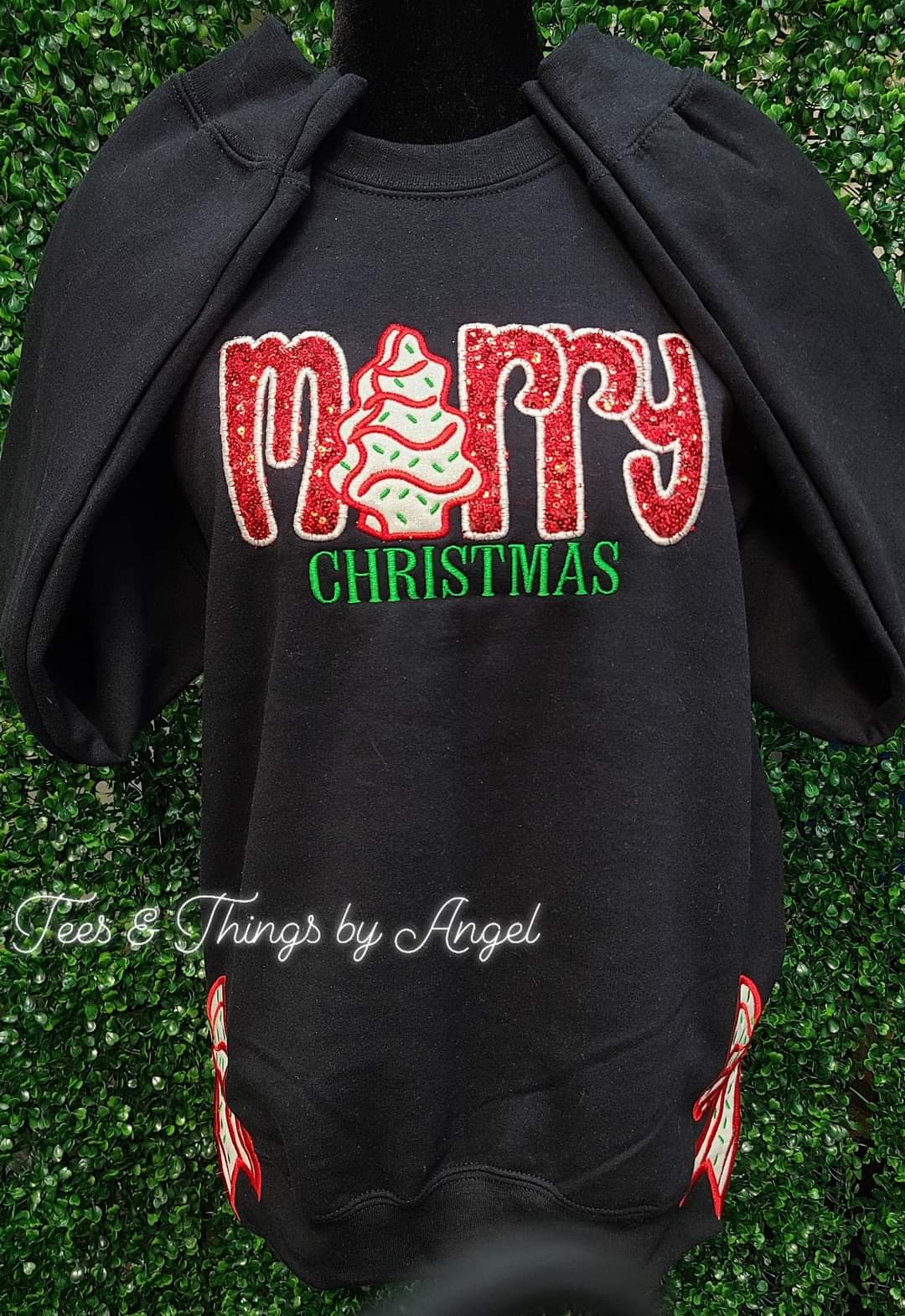 Sequin Merry Christmas with side bows