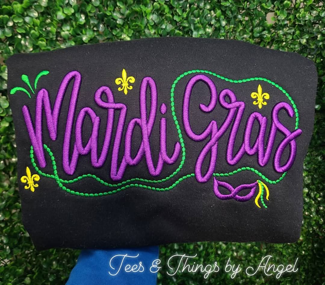 Mardi Gras 💜💚💛 3D embroidered sweatshirt!