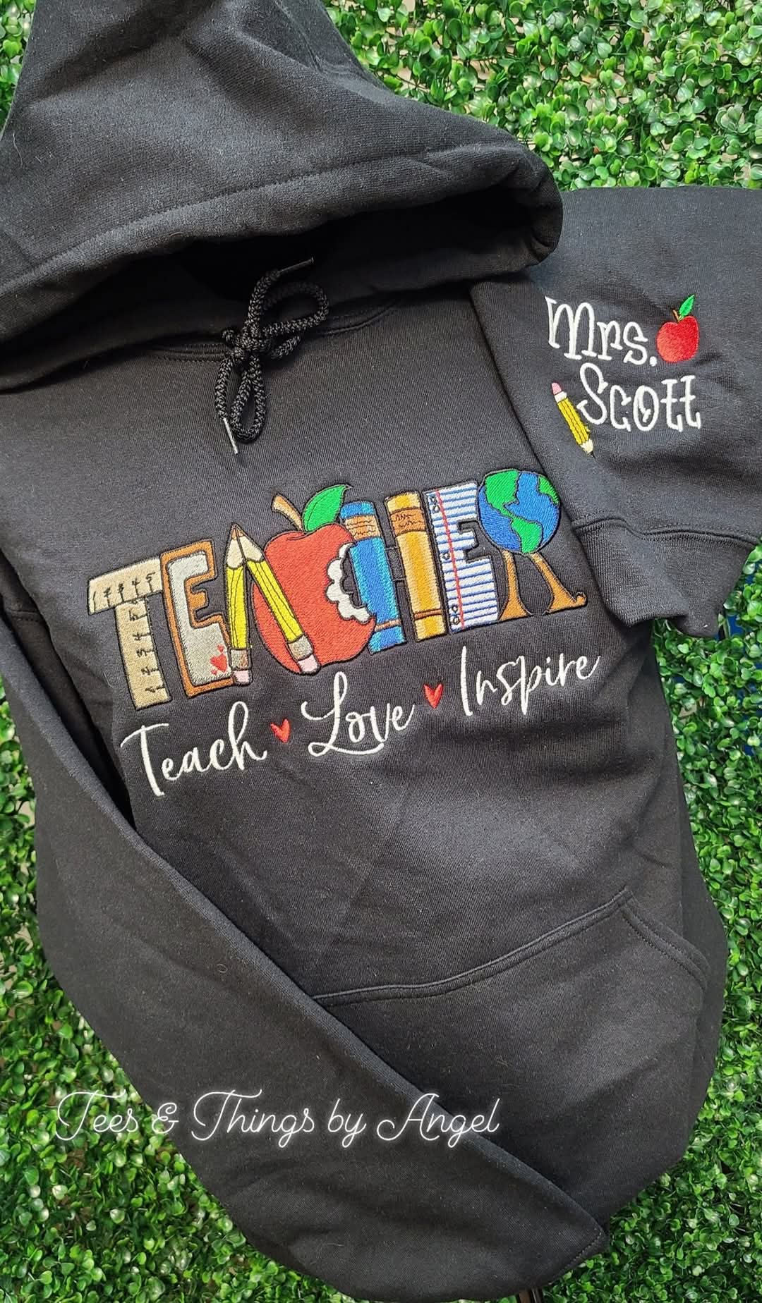 TEACHER 🍎 Teach. Love. Inspire embroidered sweatshirt