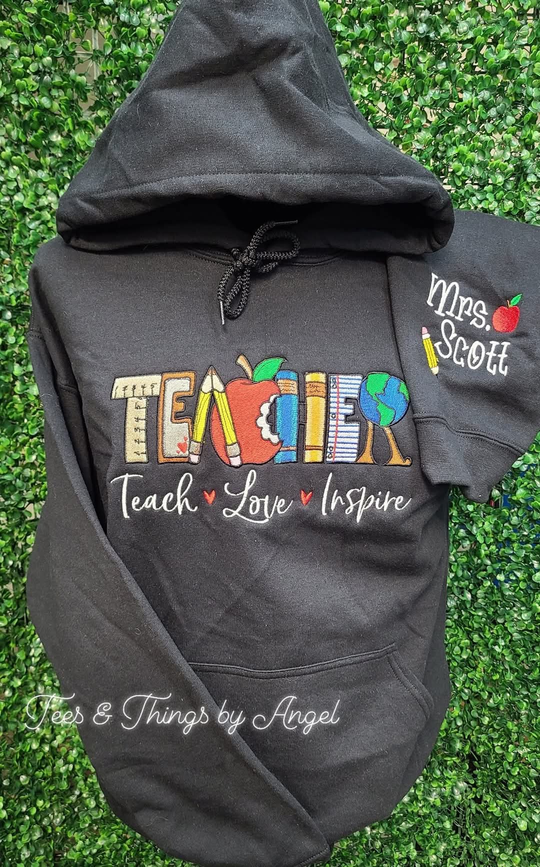 TEACHER 🍎 Teach. Love. Inspire embroidered sweatshirt