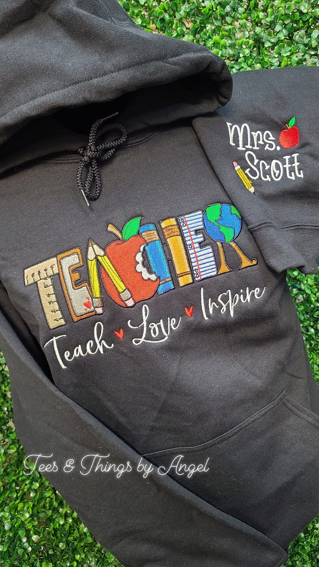 TEACHER 🍎 Teach. Love. Inspire embroidered sweatshirt