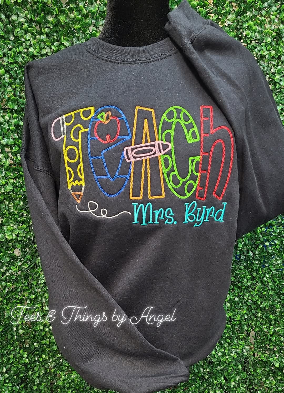 Teach embroidered sweatshirt