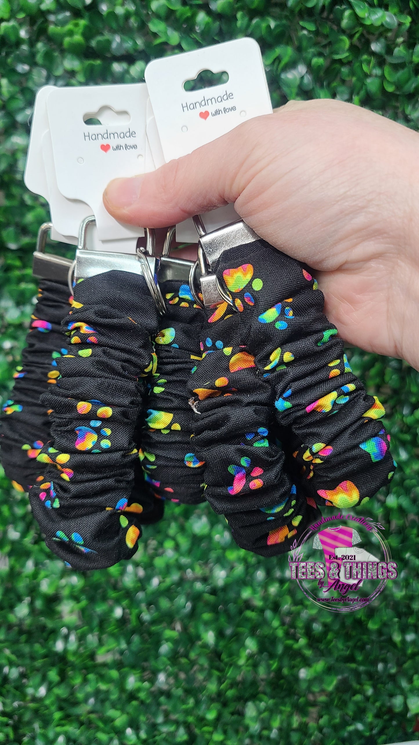 Neon Paw Print š¾ Scrunchie Keyfob Wristlet