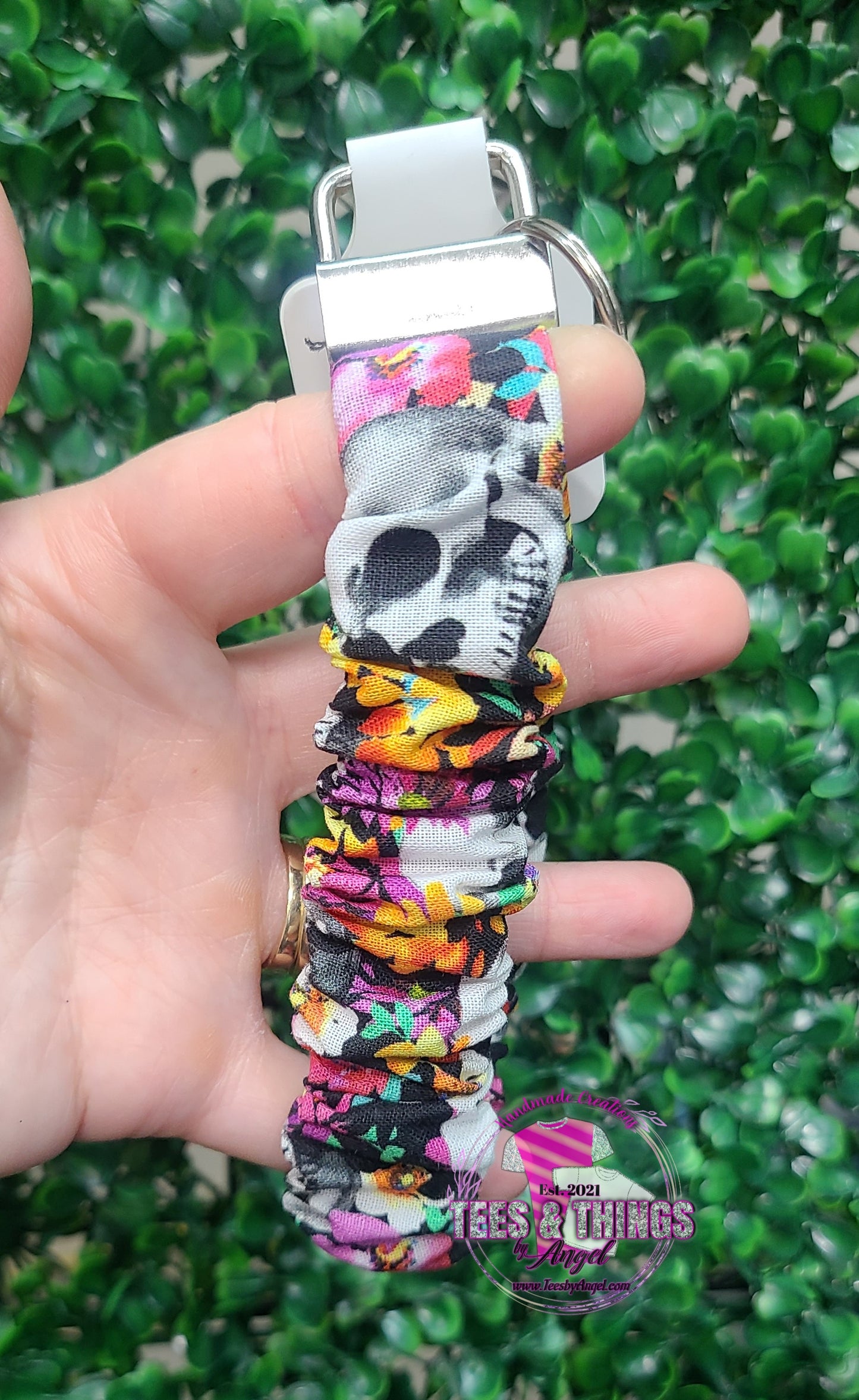 Floral Skull Scrunchie Keyfob Wristlet