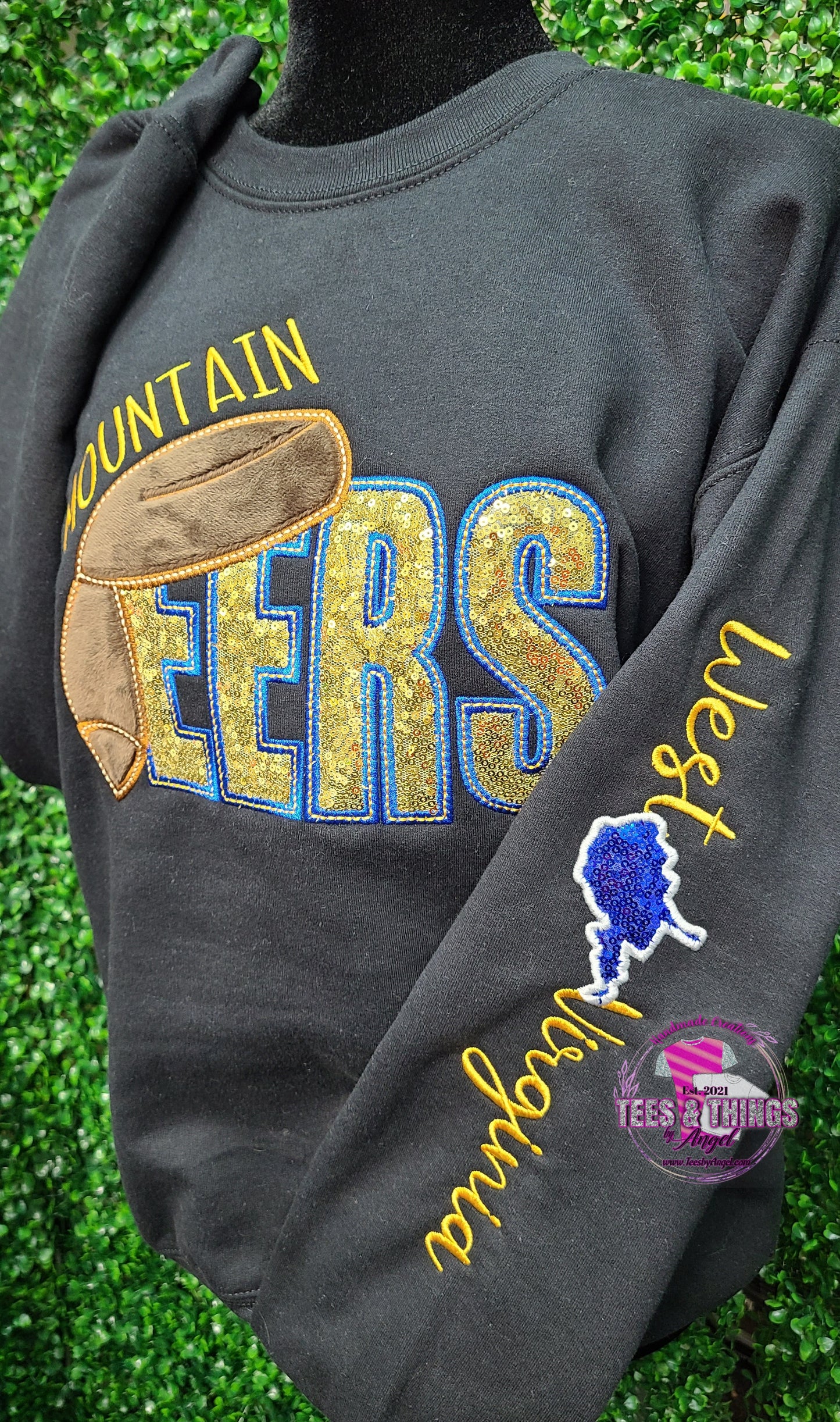 Bling Mountaineers 💙💛 West Virginia Embroidered Sweatshirt (New Version)