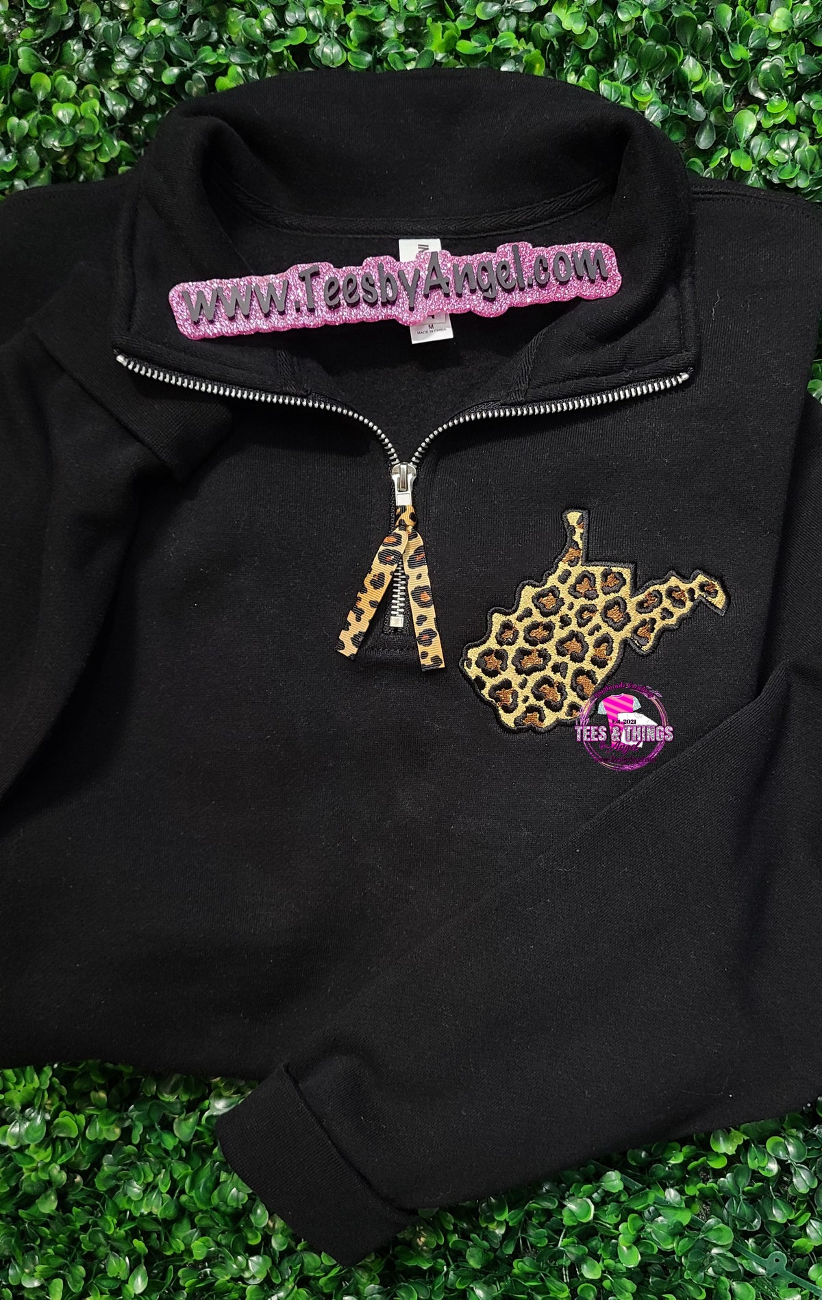 WV Leopard embroidered 1/4 Zip!