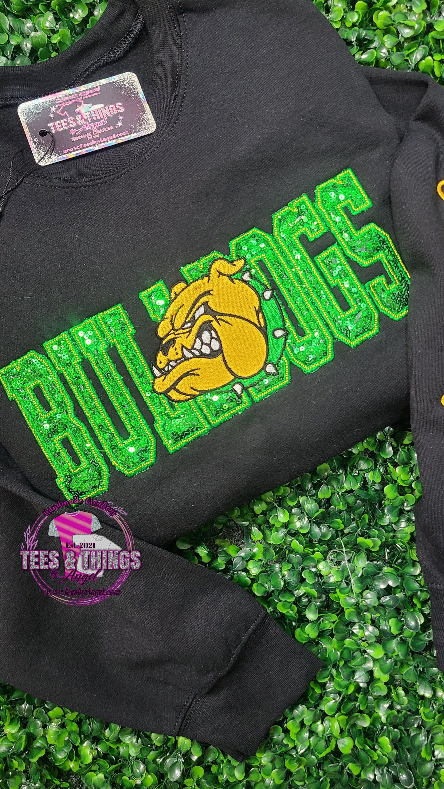 Doddridge Bulldogs 💚💛 Sequins Bling Sweatshirt!