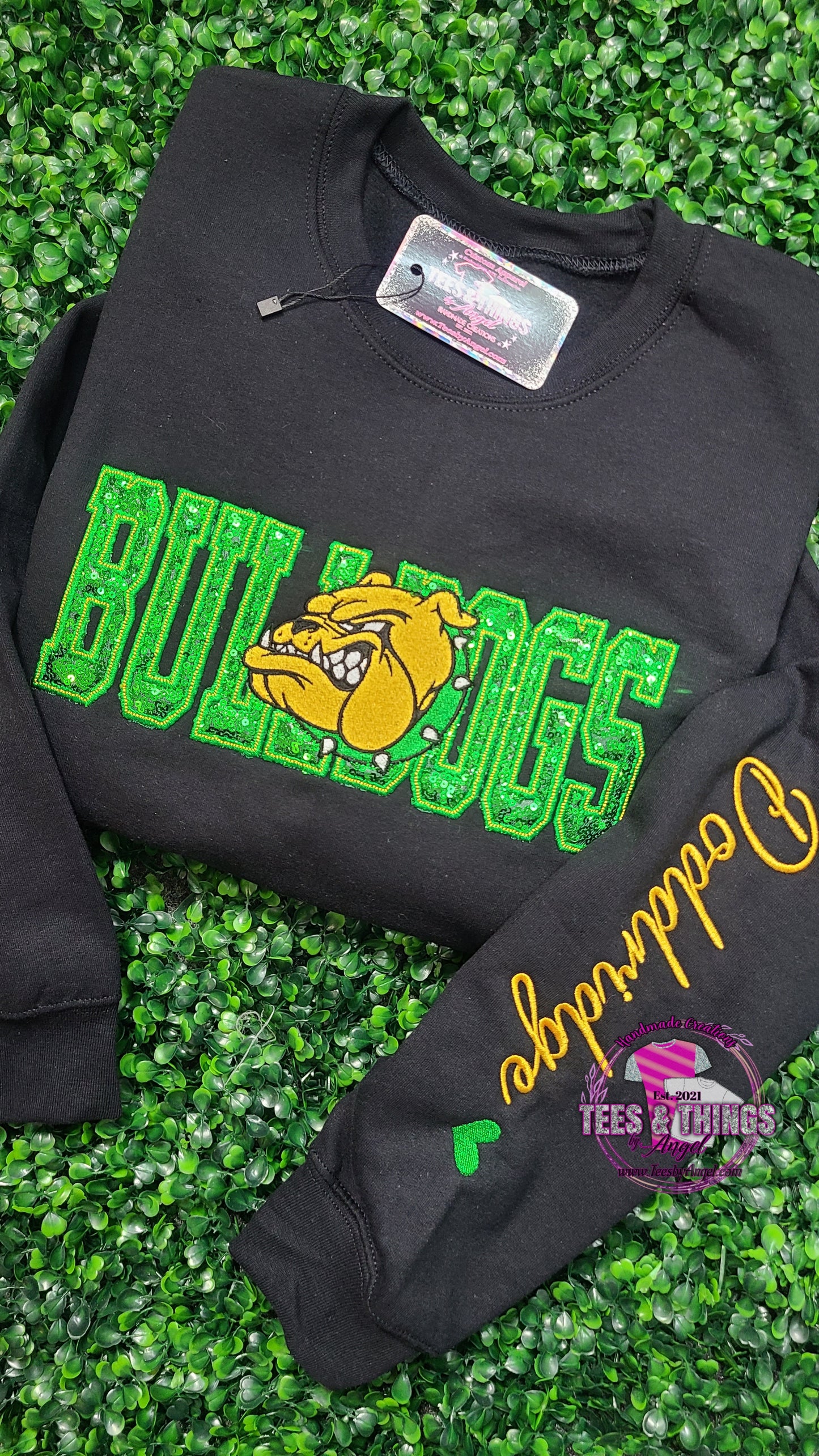 Doddridge Bulldogs 💚💛 Sequins Bling Sweatshirt!