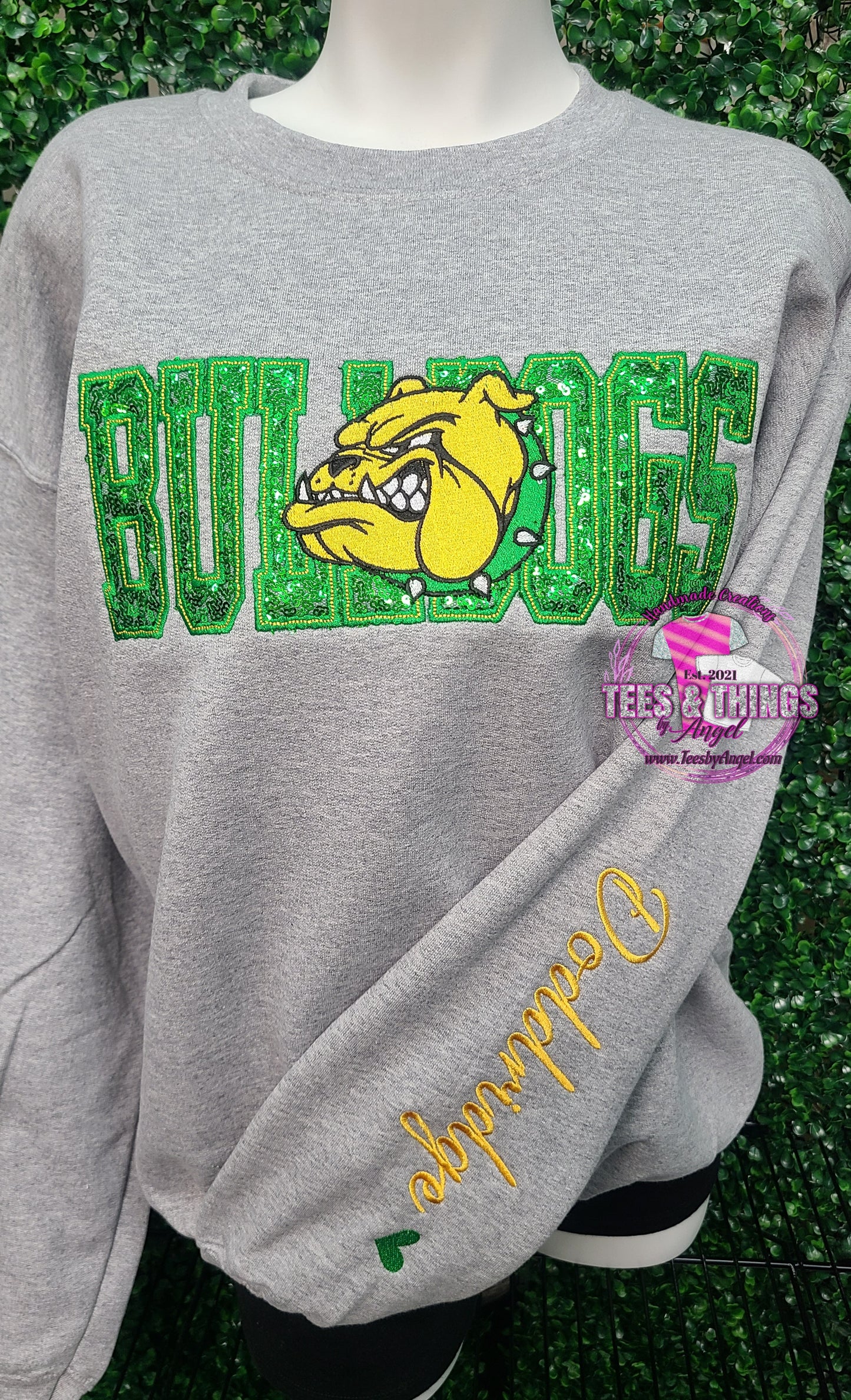 Doddridge Bulldogs 💚💛 Sequins Bling Sweatshirt!