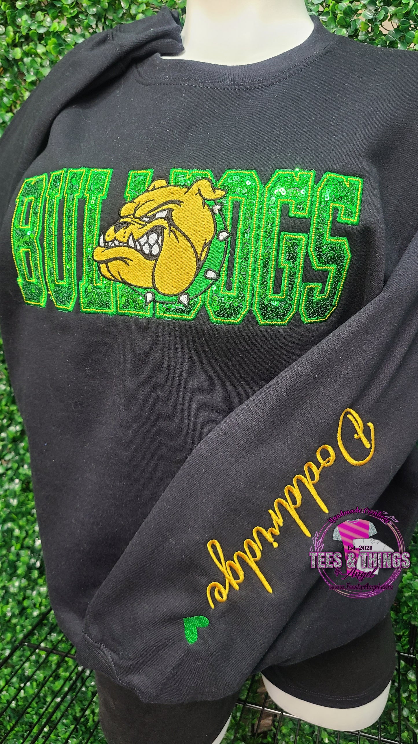 Doddridge Bulldogs 💚💛 Sequins Bling Sweatshirt!