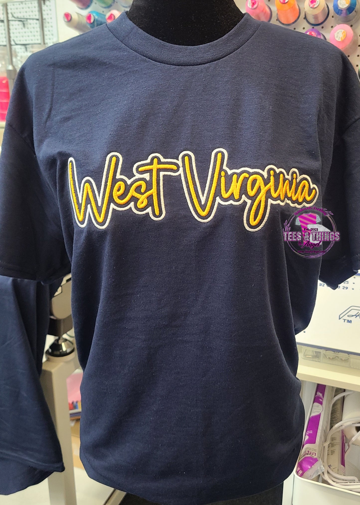 West Virginia 3D embroidered tee