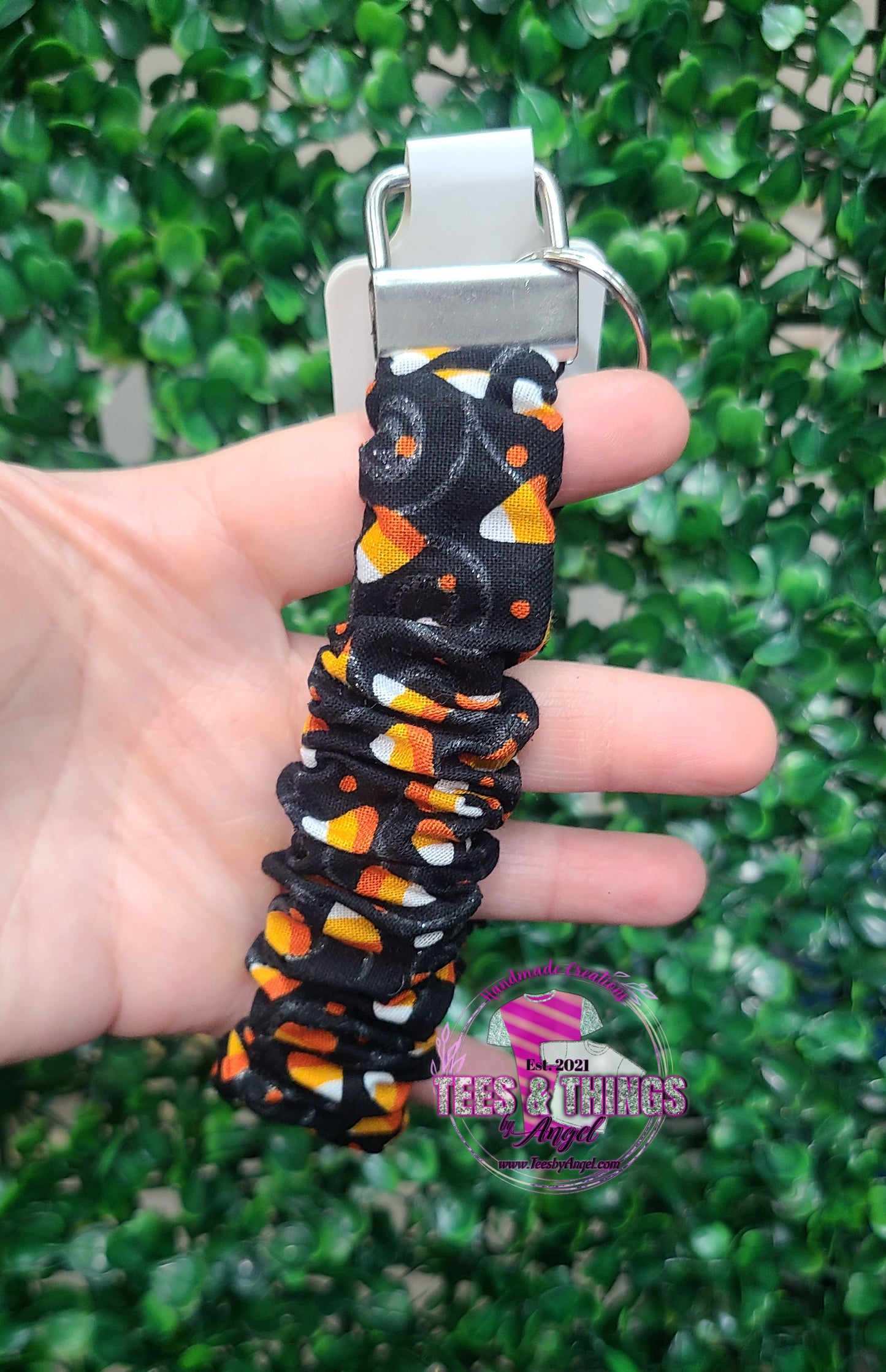 Candy Corn Scrunchie Keyfob Wristlet