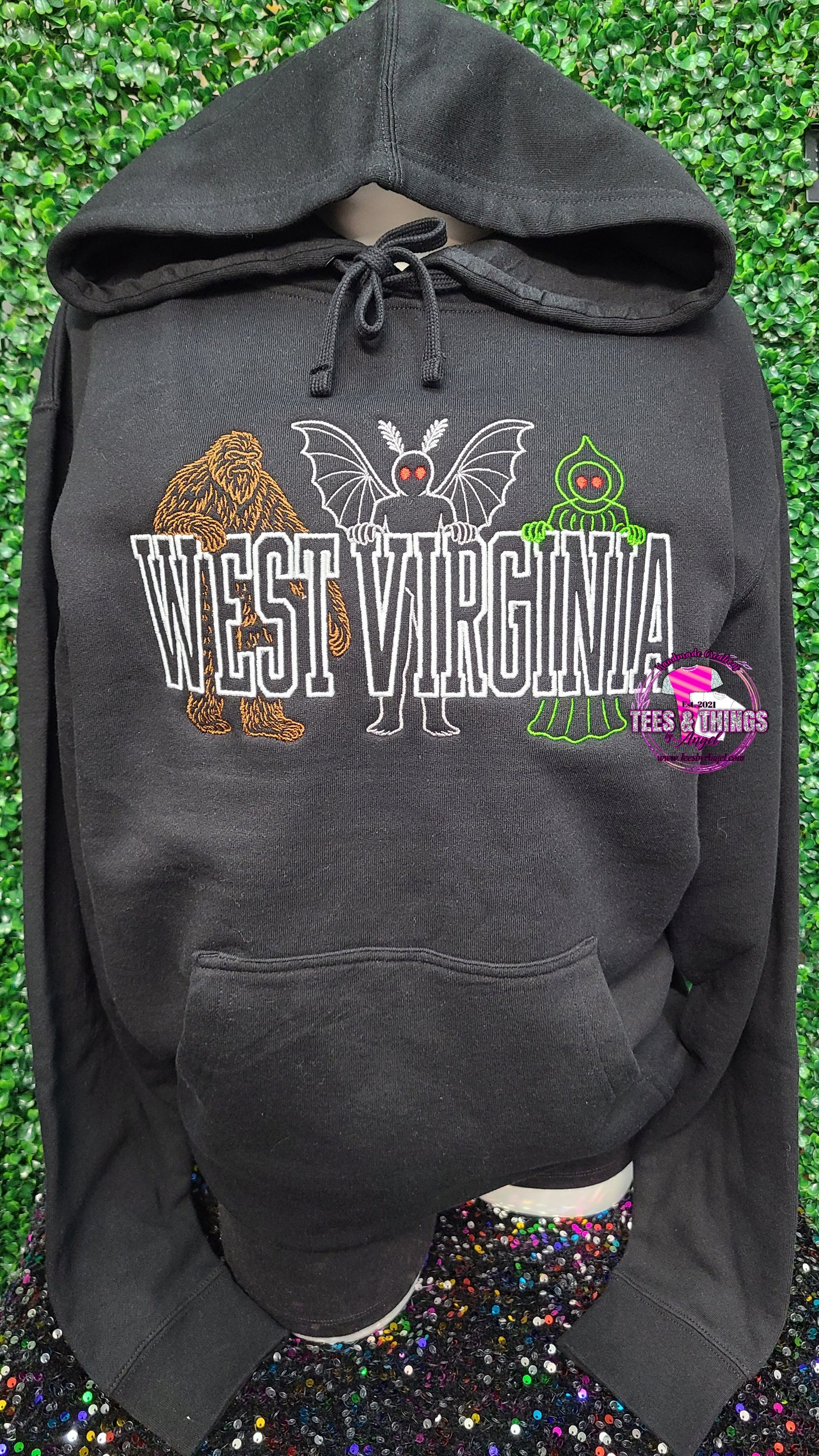 West Virginia Cryptids Embroidered Sweater! 🖤