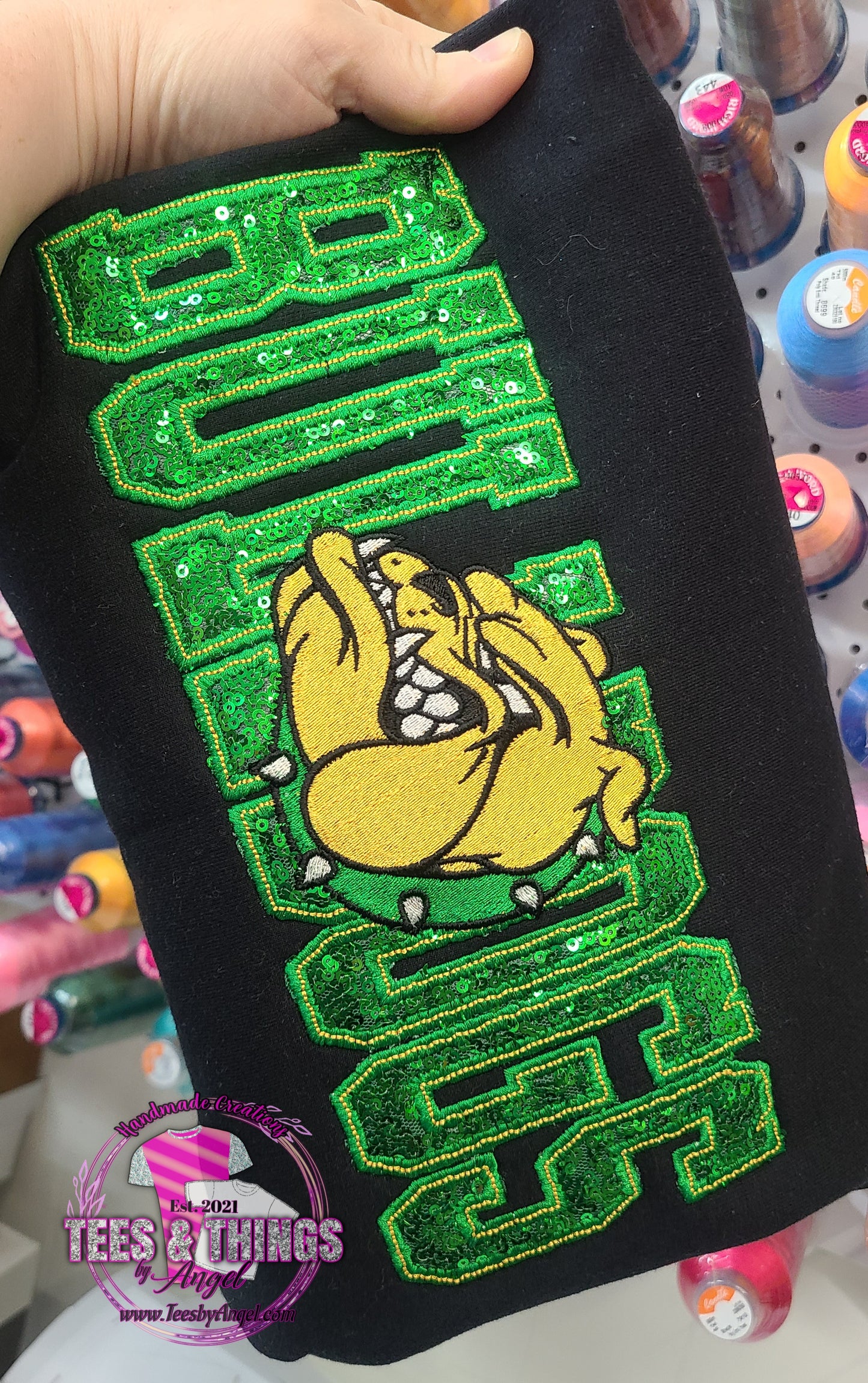 Doddridge Bulldogs 💚💛 Sequins Bling Sweatshirt!