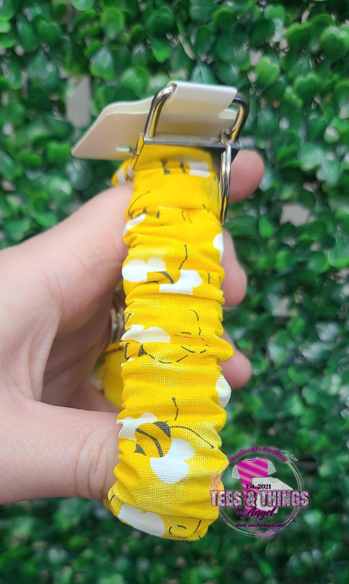 Yellow Bees Scrunchie Keyfob Wristlet