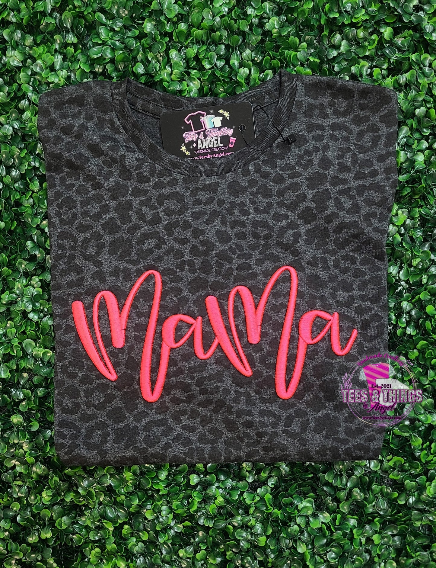 3D embroidered Mama Leopard Tees!