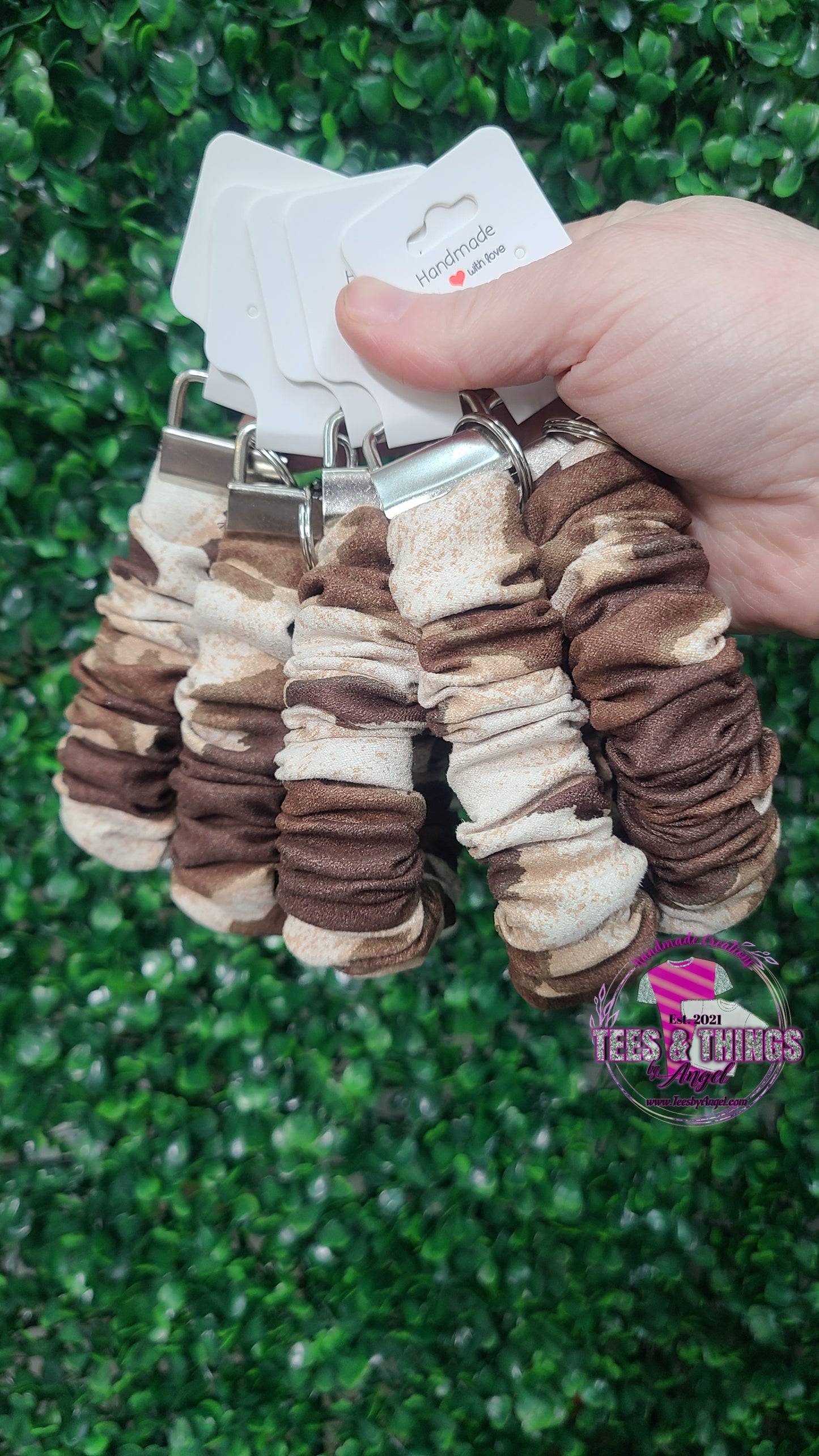 Cow Print Suade Scrunchie Keyfob Wristlet