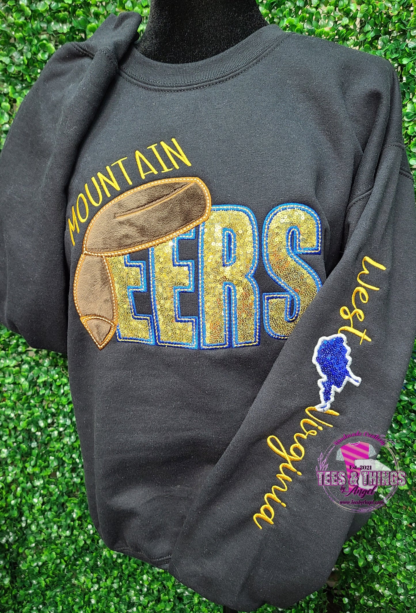 Bling Mountaineers 💙💛 West Virginia Embroidered Sweatshirt (New Version)