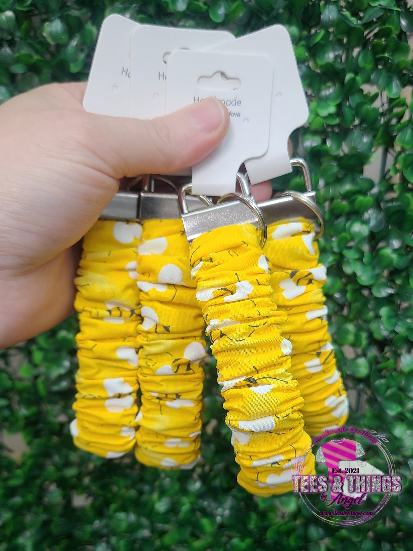 Yellow Bees Scrunchie Keyfob Wristlet