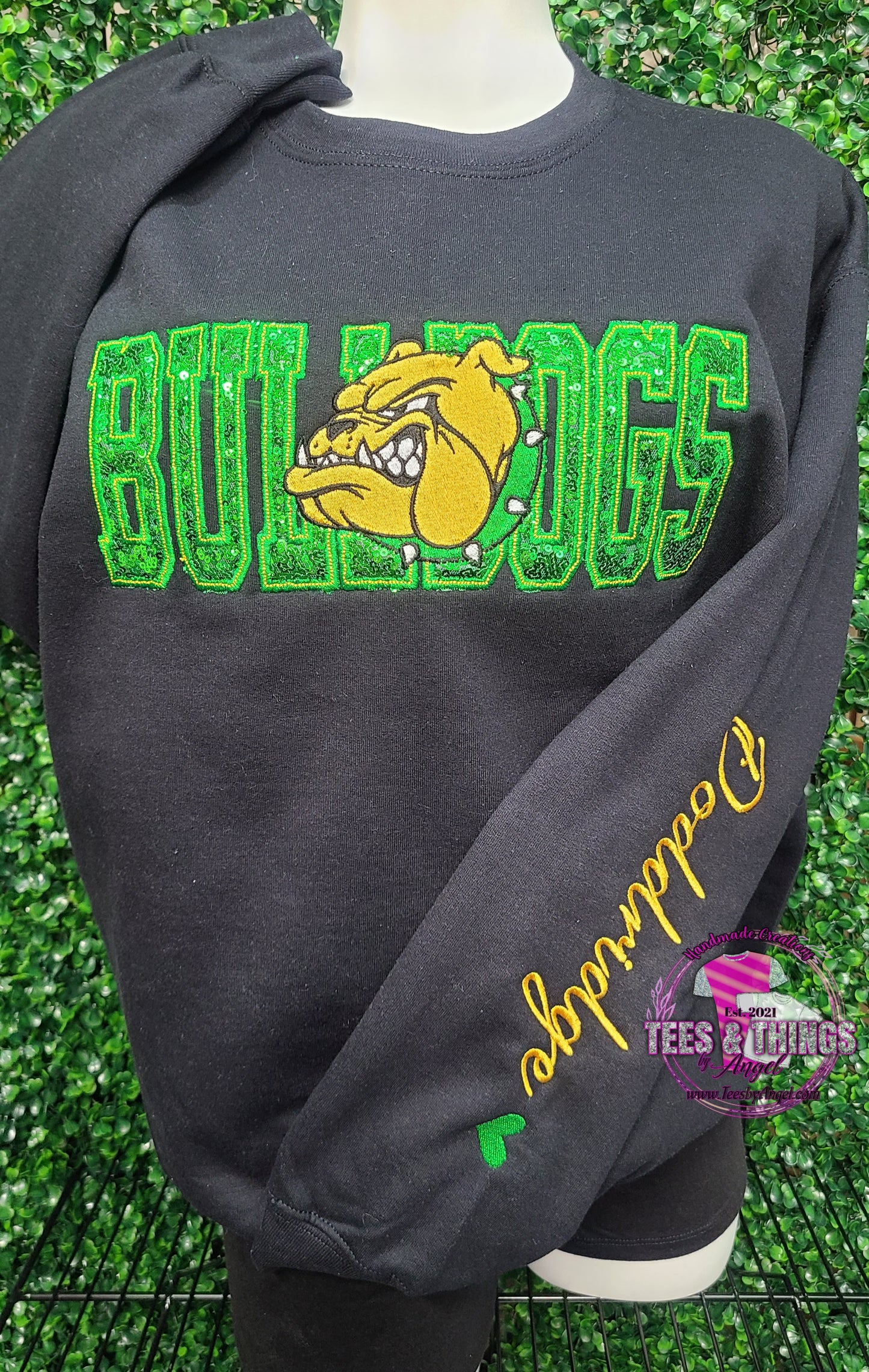 Doddridge Bulldogs 💚💛 Sequins Bling Sweatshirt!