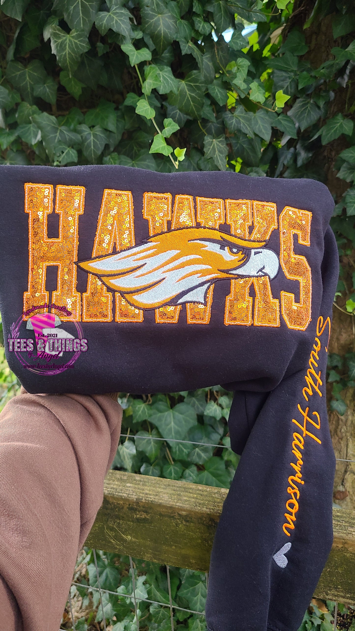 S.H. HAWKS 🖤🧡 Sequins embroidered sweatshirt