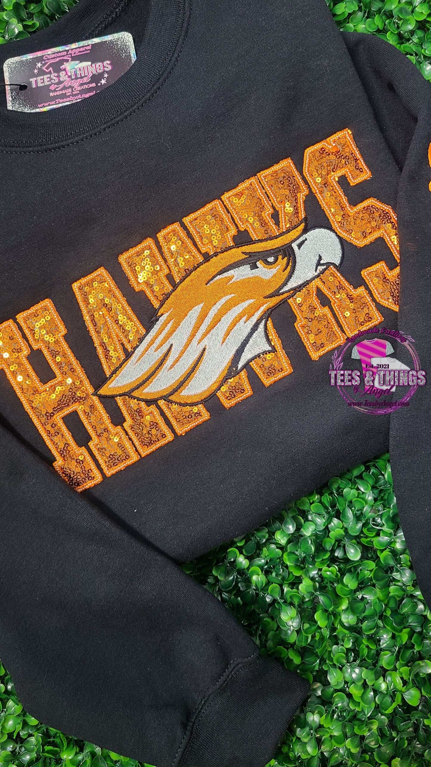 S.H. HAWKS 🖤🧡 Sequins embroidered sweatshirt