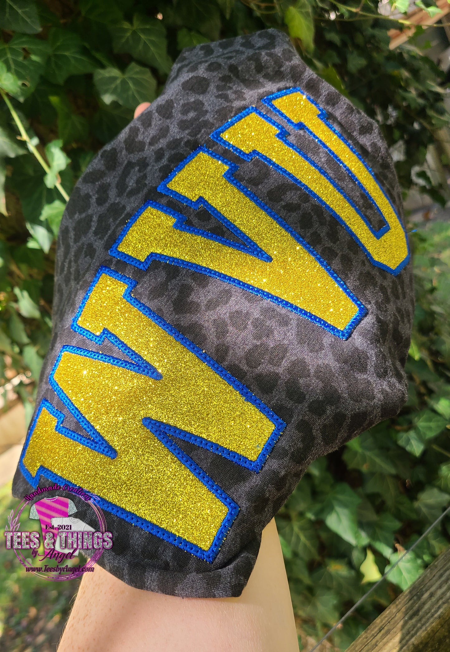 WVU 💙💛 Emb. Glitter tee!