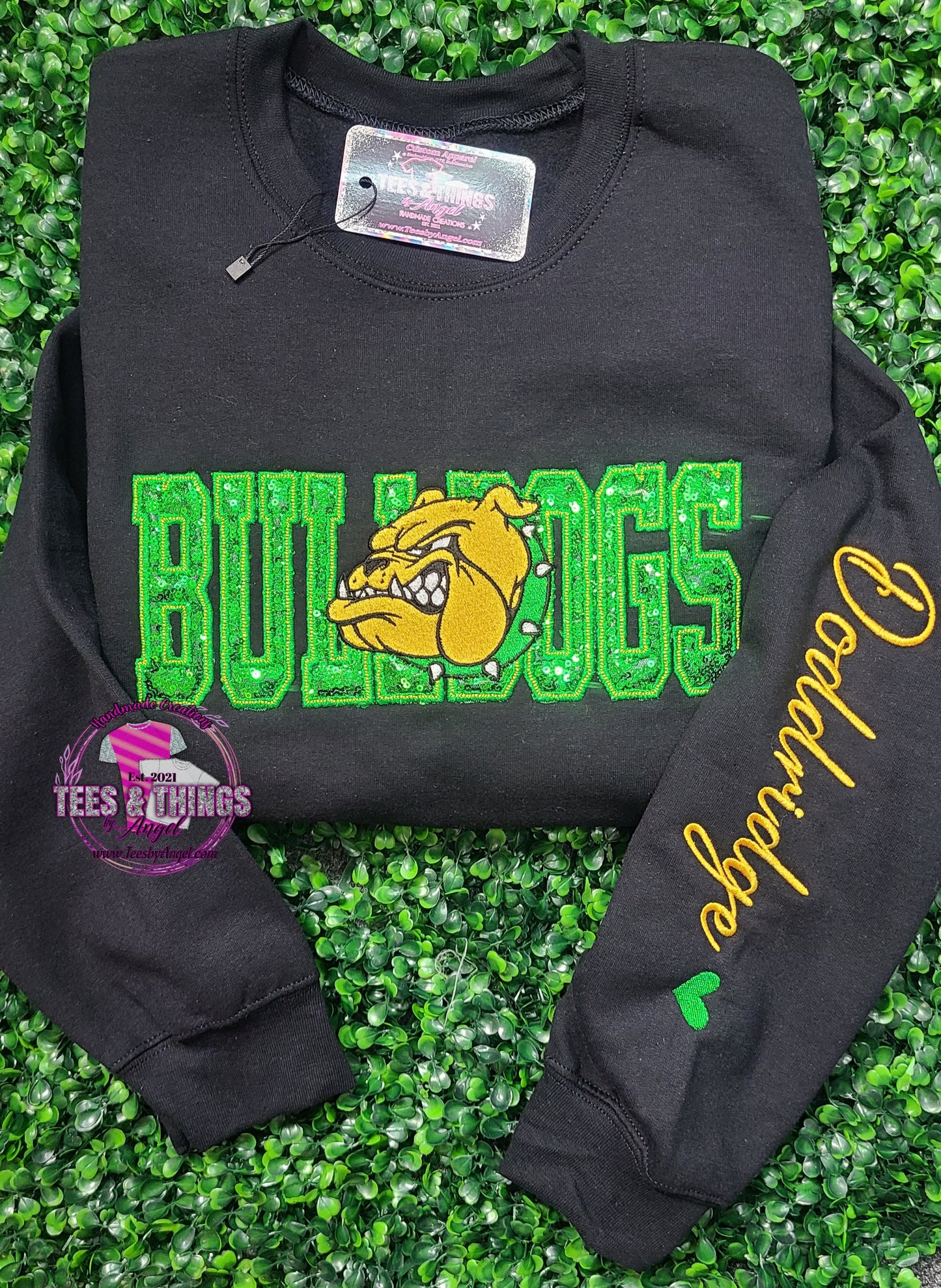 Doddridge Bulldogs 💚💛 Sequins Bling Sweatshirt!