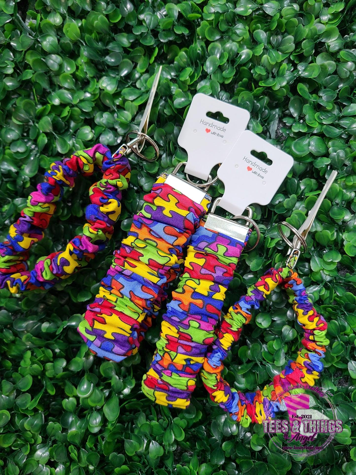 Puzzle Pieces Scrunchie Keyfob Wristlet 🧩