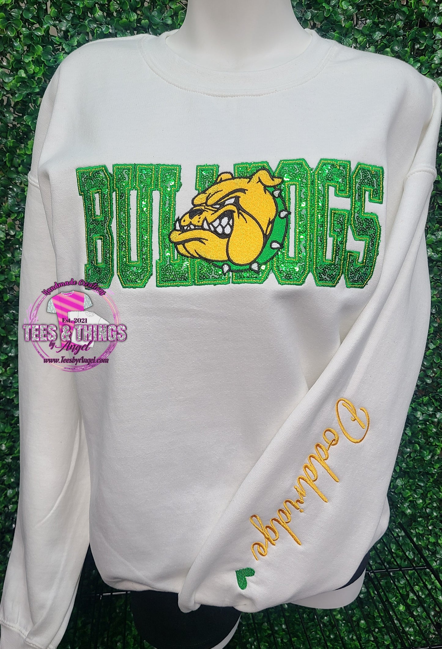 Doddridge Bulldogs 💚💛 Sequins Bling Sweatshirt!
