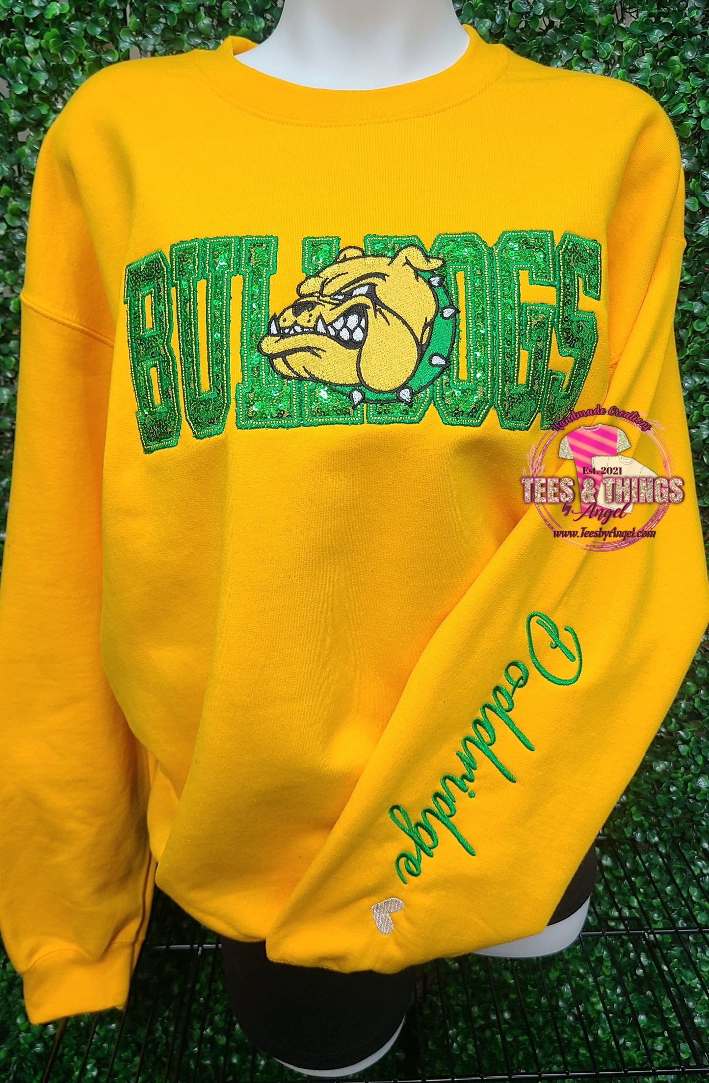 Doddridge Bulldogs 💚💛 Sequins Bling Sweatshirt!
