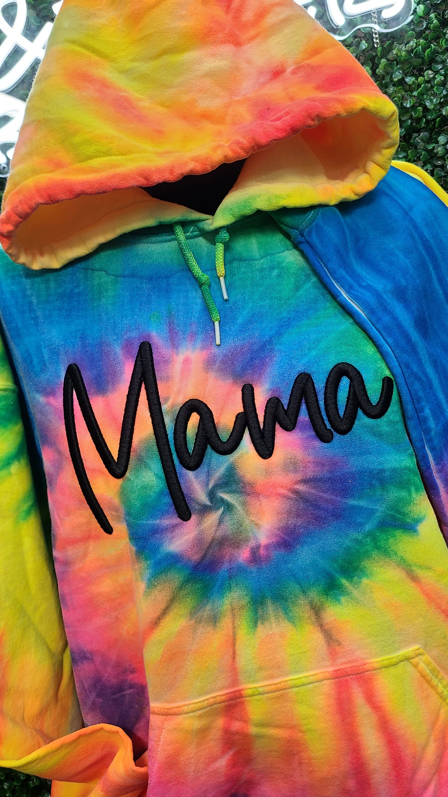 3D Embroidered Tye Dye Mama Hoodie