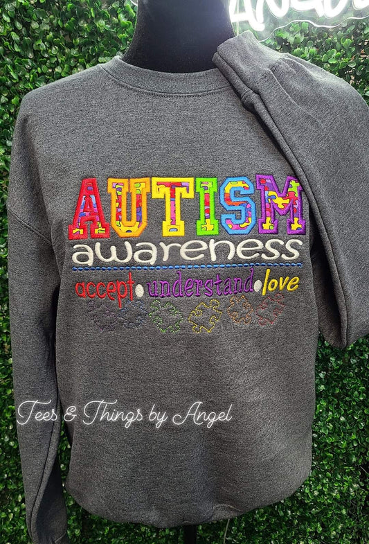 Autism Awareness embroidered sweatshirt 🧩