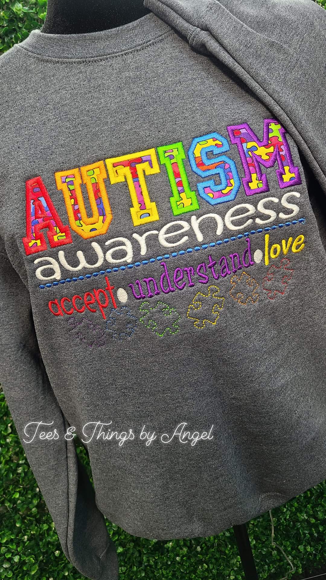 Autism Awareness embroidered sweatshirt 🧩