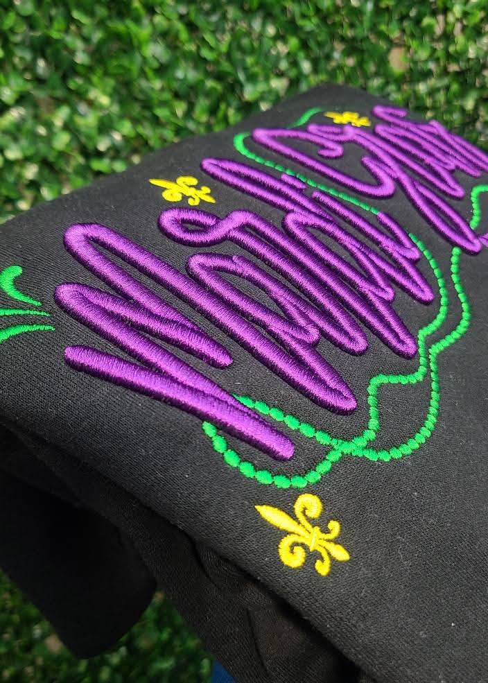 Mardi Gras 💜💚💛 3D embroidered sweatshirt!