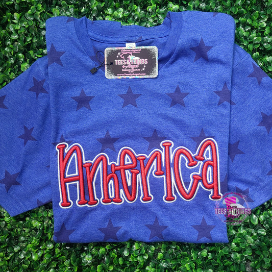 America 🇺🇸 3D Embroidered Star Tee
