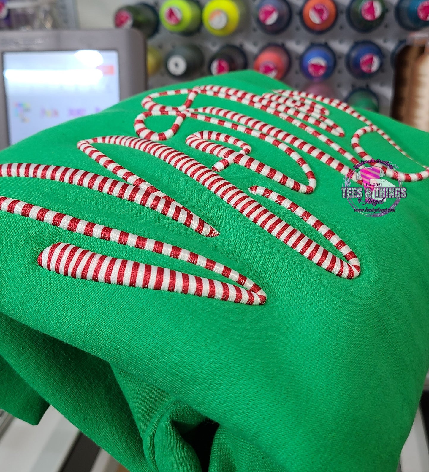 Merry 3D embroidered Candy Cane 🍬
