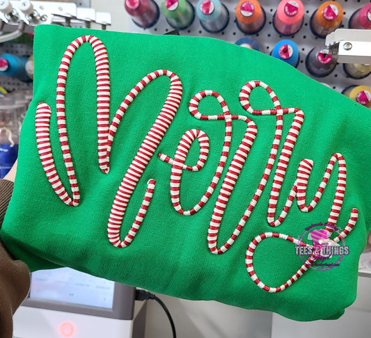 Merry 3D embroidered Candy Cane 🍬