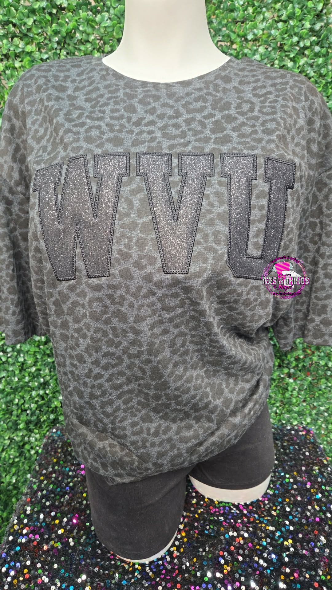 WVU 💙💛 Emb. Glitter tee!