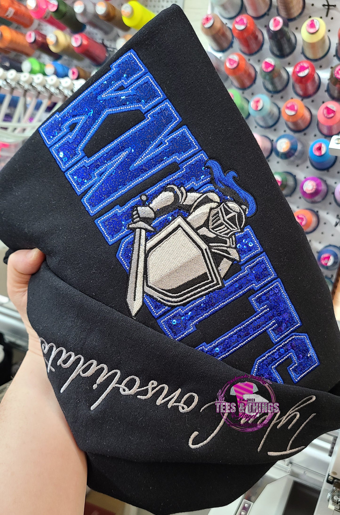 Knights 💙🩶🖤 Sequin Mascot Sweatshirt