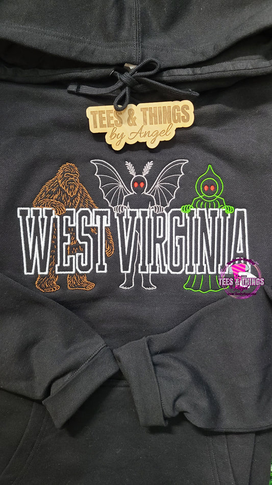 West Virginia Cryptids Embroidered Sweater! 🖤