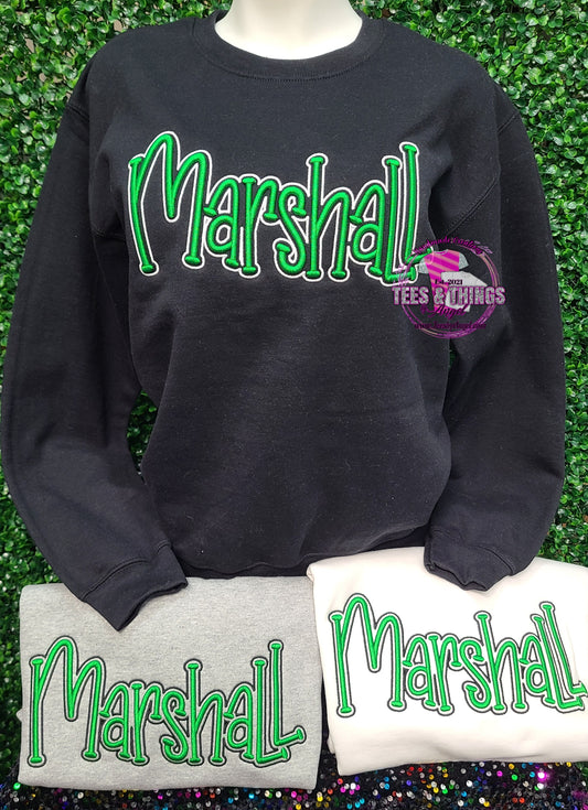 Marshall 💚🤍🖤 3D embroidered sweatshirt.