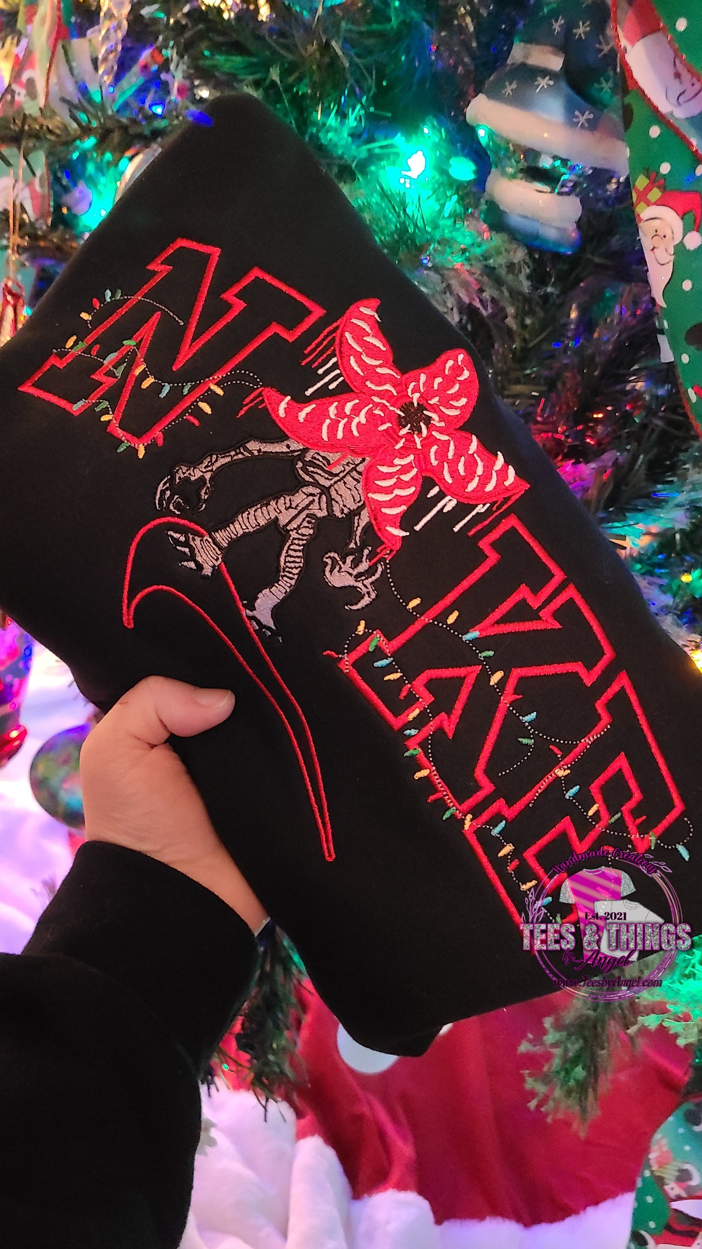 Nike inspired Demogorgone embroidered sweatshirt!