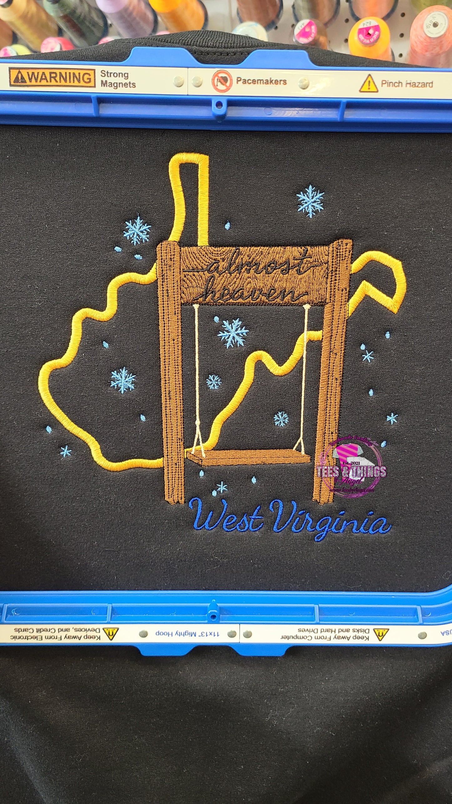 WV Almost Heaven Grinch on a Swing Embroidered sweatshirt! 💚 ❄️