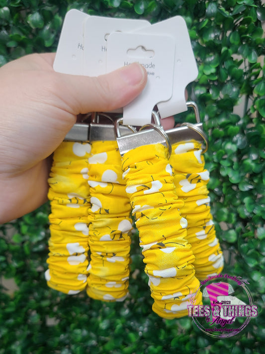 Yellow Bees Scrunchie Keyfob Wristlet