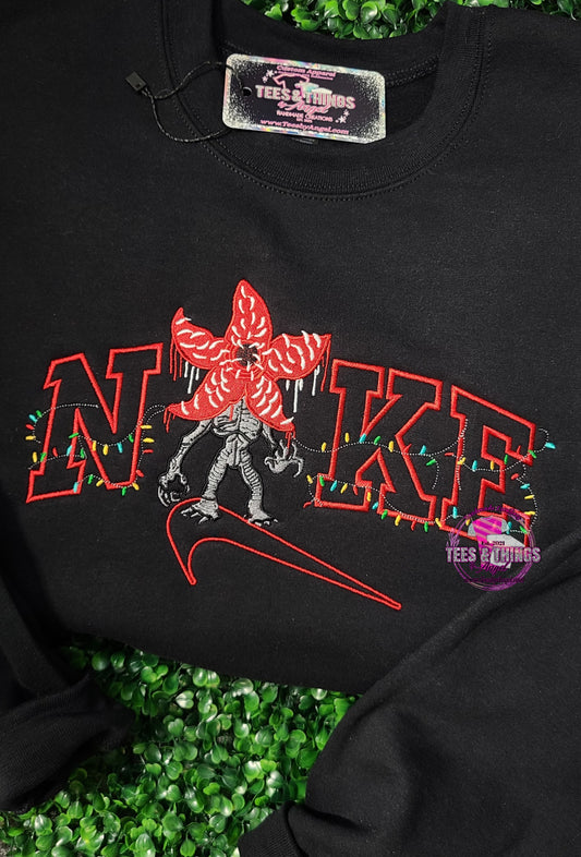 Nike inspired Demogorgone embroidered sweatshirt!