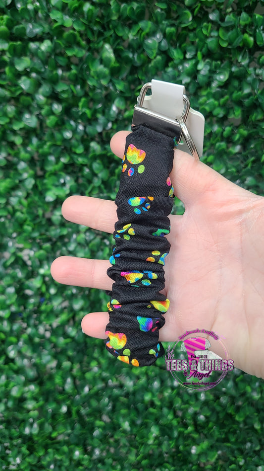 Neon Paw Print 🐾 Scrunchie Keyfob Wristlet