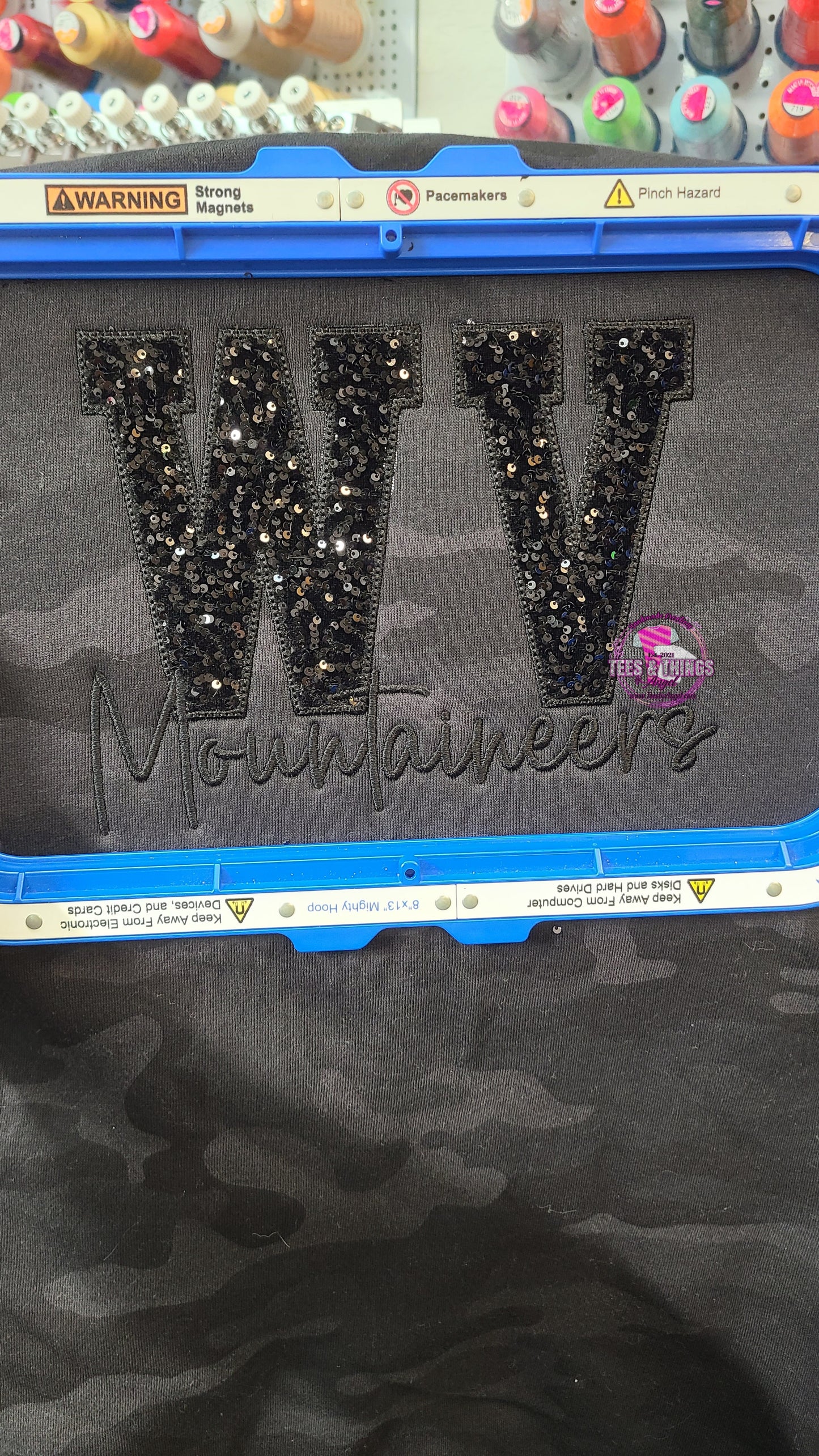 WV Mountaineers Sequin Black Camo embroidered sweatshirt 🖤