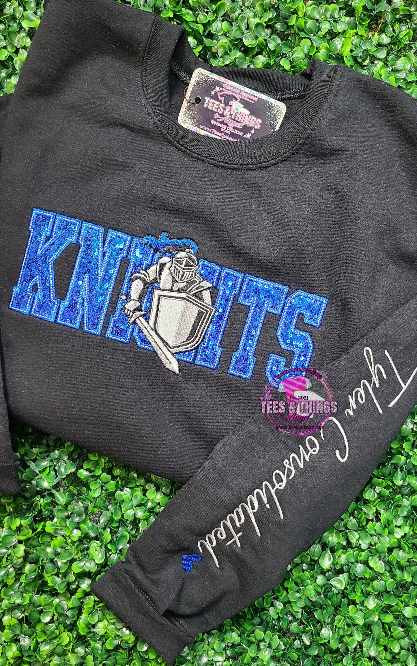 Knights 💙🩶🖤 Sequin Mascot Sweatshirt
