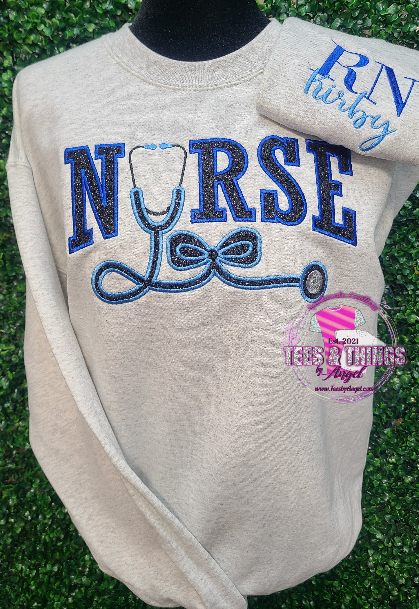 Nurse embroidered glitter sweatshirt!